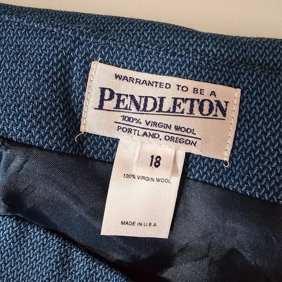 Pendleton Skirt Womens 18 Blue Wool Lined Made in USA Office Preppy Classic - Picture 7 of 10